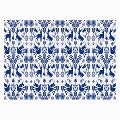 Rabbits Deer Birds Fish Flowers Floral Star Blue White Sexy Animals Large Glasses Cloth (2-side) by Mariart