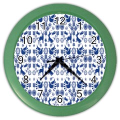 Rabbits Deer Birds Fish Flowers Floral Star Blue White Sexy Animals Color Wall Clocks by Mariart