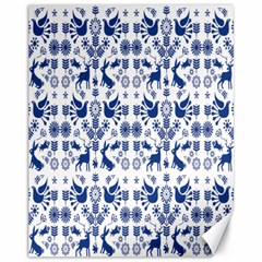 Rabbits Deer Birds Fish Flowers Floral Star Blue White Sexy Animals Canvas 11  X 14   by Mariart