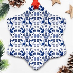 Rabbits Deer Birds Fish Flowers Floral Star Blue White Sexy Animals Ornament (snowflake) by Mariart