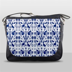 Rabbits Deer Birds Fish Flowers Floral Star Blue White Sexy Animals Messenger Bags by Mariart