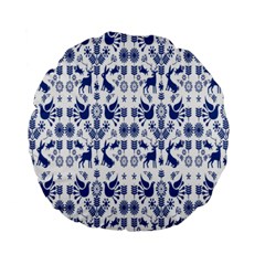 Rabbits Deer Birds Fish Flowers Floral Star Blue White Sexy Animals Standard 15  Premium Round Cushions by Mariart