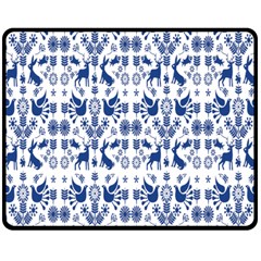 Rabbits Deer Birds Fish Flowers Floral Star Blue White Sexy Animals Double Sided Fleece Blanket (medium)  by Mariart