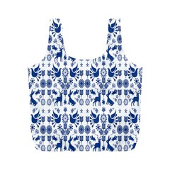 Rabbits Deer Birds Fish Flowers Floral Star Blue White Sexy Animals Full Print Recycle Bags (m) 