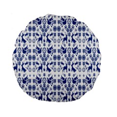 Rabbits Deer Birds Fish Flowers Floral Star Blue White Sexy Animals Standard 15  Premium Flano Round Cushions