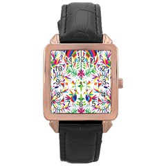 Peacock Rainbow Animals Bird Beauty Sexy Rose Gold Leather Watch 