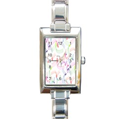 Rainbow Green Purple Pink Red Blue Pattern Zommed Rectangle Italian Charm Watch