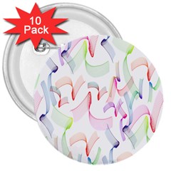 Rainbow Green Purple Pink Red Blue Pattern Zommed 3  Buttons (10 Pack) 