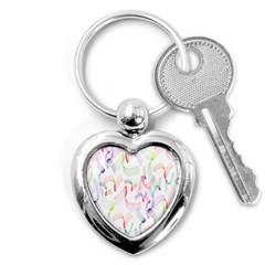 Rainbow Green Purple Pink Red Blue Pattern Zommed Key Chains (heart)  by Mariart