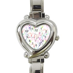 Rainbow Green Purple Pink Red Blue Pattern Zommed Heart Italian Charm Watch by Mariart