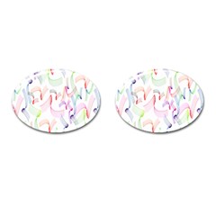 Rainbow Green Purple Pink Red Blue Pattern Zommed Cufflinks (oval) by Mariart