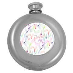 Rainbow Green Purple Pink Red Blue Pattern Zommed Round Hip Flask (5 Oz) by Mariart