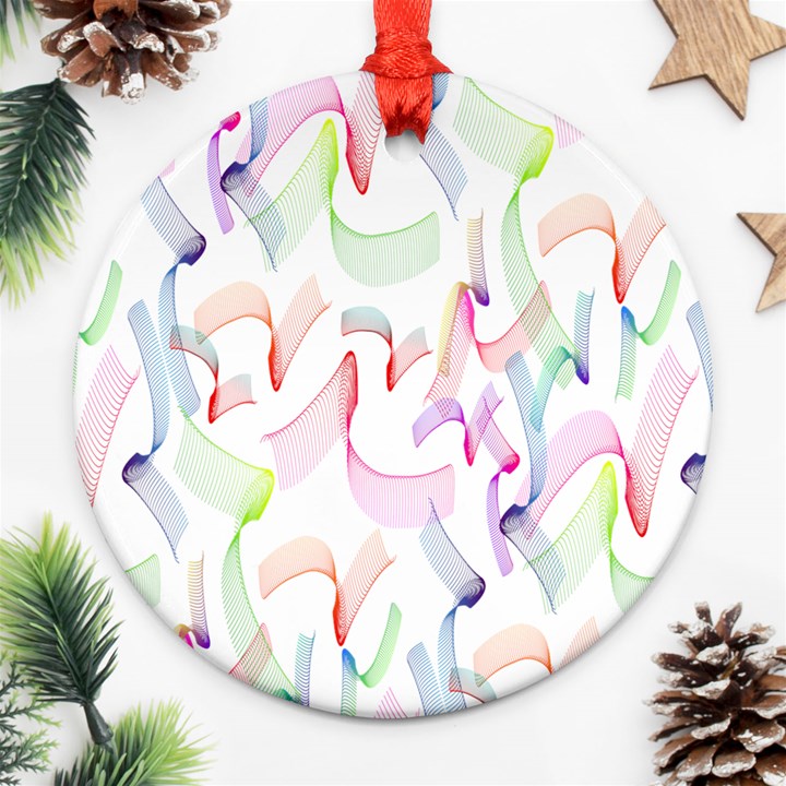 Rainbow Green Purple Pink Red Blue Pattern Zommed Round Ornament (Two Sides)