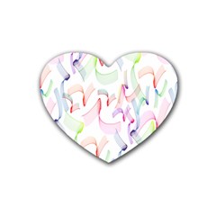 Rainbow Green Purple Pink Red Blue Pattern Zommed Heart Coaster (4 Pack) 