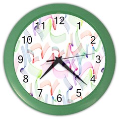 Rainbow Green Purple Pink Red Blue Pattern Zommed Color Wall Clocks by Mariart