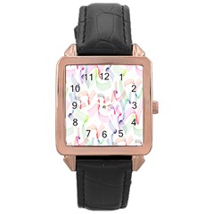 Rainbow Green Purple Pink Red Blue Pattern Zommed Rose Gold Leather Watch 