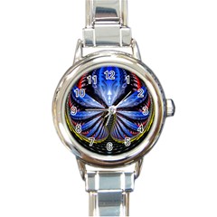 Illustration Robot Wave Round Italian Charm Watch