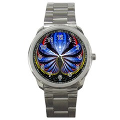 Illustration Robot Wave Sport Metal Watch by Mariart