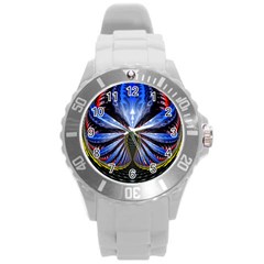 Illustration Robot Wave Round Plastic Sport Watch (l)