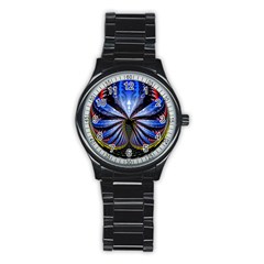 Illustration Robot Wave Stainless Steel Round Watch