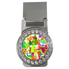 Colorful Shapes On A White Background                             Money Clip (cz) by LalyLauraFLM