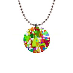 Colorful Shapes On A White Background                             1  Button Necklace