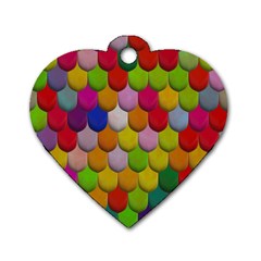 Colorful Tiles Pattern                           Dog Tag Heart (one Side) by LalyLauraFLM