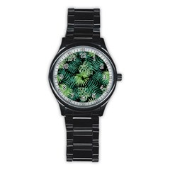 Tropical Pattern Stainless Steel Round Watch by ValentinaDesign