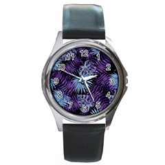 Tropical Pattern Round Metal Watch by ValentinaDesign