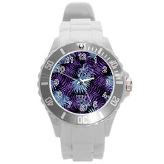 Tropical Pattern Round Plastic Sport Watch (l) by ValentinaDesign