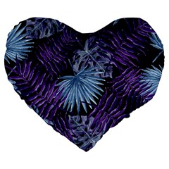 Tropical Pattern Large 19  Premium Flano Heart Shape Cushions by ValentinaDesign