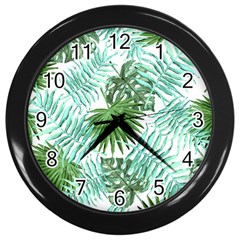 Tropical Pattern Wall Clocks (black) by ValentinaDesign