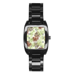 Tropical Pattern Stainless Steel Barrel Watch by ValentinaDesign