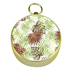 Tropical Pattern Gold Compasses by ValentinaDesign