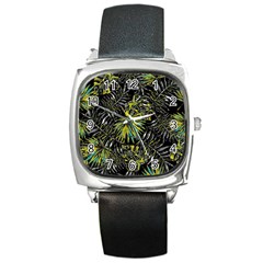 Tropical Pattern Square Metal Watch by ValentinaDesign