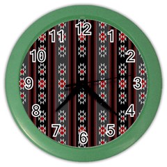 Folklore Pattern Color Wall Clocks by ValentinaDesign