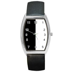 Black And White Barrel Style Metal Watch