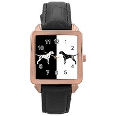 Dalmatian Dog Rose Gold Leather Watch  by Valentinaart