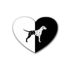 Dalmatian Dog Rubber Coaster (heart)  by Valentinaart