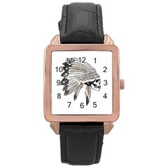 Indian Chef  Rose Gold Leather Watch  by Valentinaart