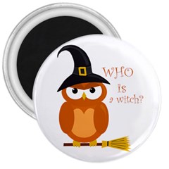 Halloween Orange Witch Owl 3  Magnets by Valentinaart