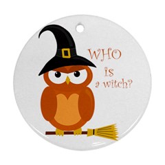 Halloween Orange Witch Owl Ornament (round) by Valentinaart