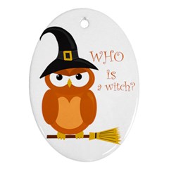 Halloween Orange Witch Owl Ornament (oval) by Valentinaart