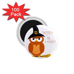 Halloween Orange Witch Owl 1 75  Magnets (100 Pack)  by Valentinaart