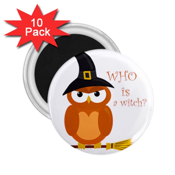 Halloween orange witch owl 2.25  Magnets (10 pack) 