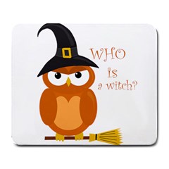 Halloween Orange Witch Owl Large Mousepads by Valentinaart