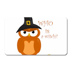 Halloween Orange Witch Owl Magnet (rectangular) by Valentinaart