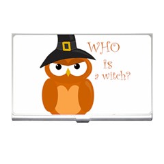 Halloween Orange Witch Owl Business Card Holders by Valentinaart