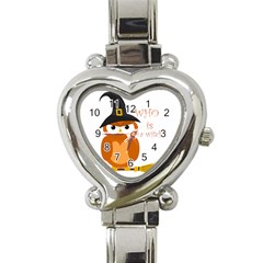 Halloween Orange Witch Owl Heart Italian Charm Watch by Valentinaart