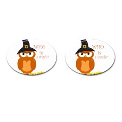 Halloween Orange Witch Owl Cufflinks (oval) by Valentinaart